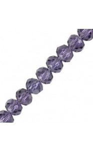 Faceted glass rondelle beads 4x3mm Light amethyst purple pearl shine coating